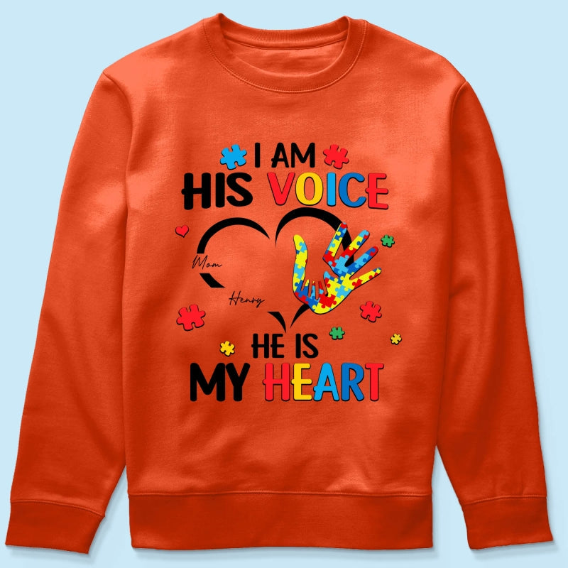 I'm His Voice He's My Heart Autism - Personalized Shirt - Autism Awareness