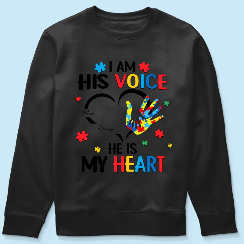 I'm His Voice He's My Heart Autism - Personalized Shirt - Autism Awareness