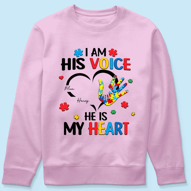 I'm His Voice He's My Heart Autism - Personalized Shirt - Autism Awareness