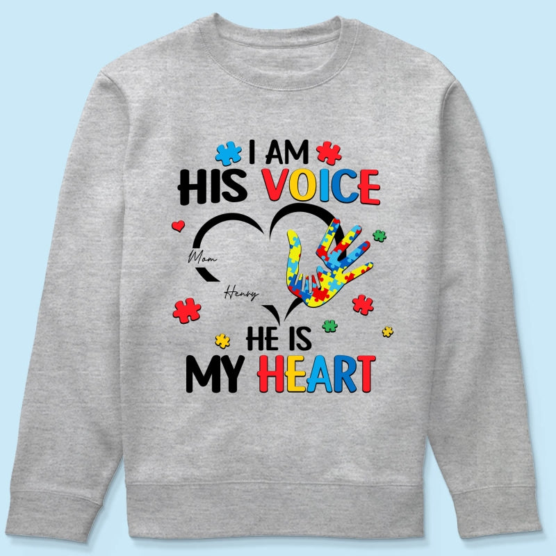 I'm His Voice He's My Heart Autism - Personalized Shirt - Autism Awareness
