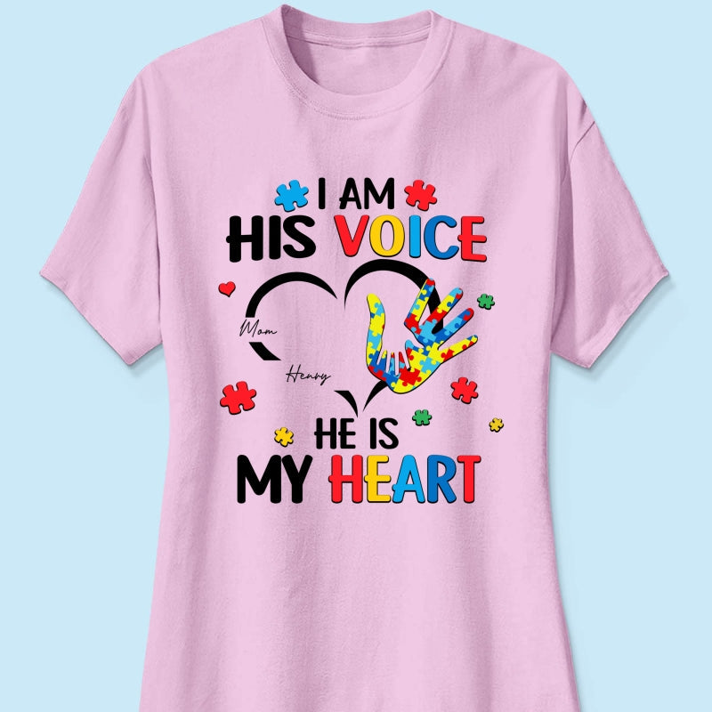 I'm His Voice He's My Heart Autism - Personalized Shirt - Autism Awareness