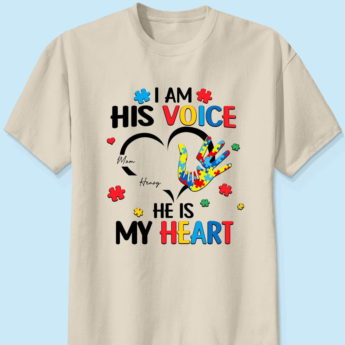 I'm His Voice He's My Heart Autism - Personalized Shirt - Autism Awareness