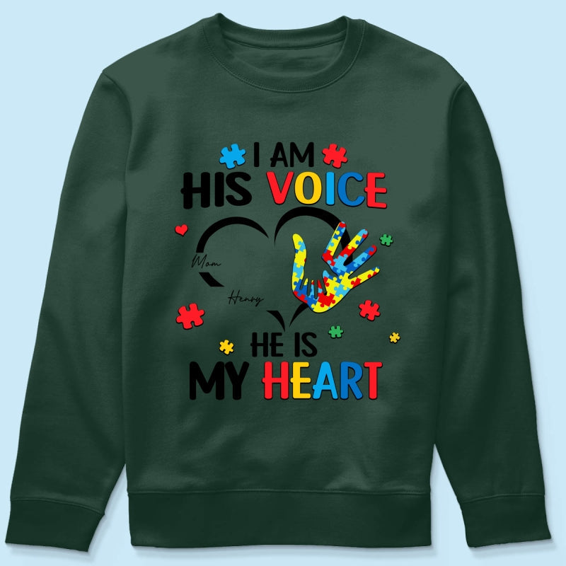 I'm His Voice He's My Heart Autism - Personalized Shirt - Autism Awareness