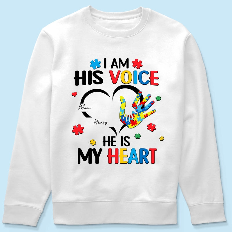 I'm His Voice He's My Heart Autism - Personalized Shirt - Autism Awareness