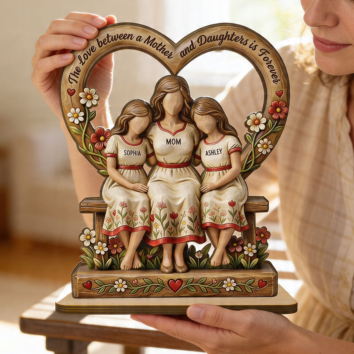 Rooted in Love Mother Daughters - Personalized 2-Layered Wooden Plaque - Gift For Mom