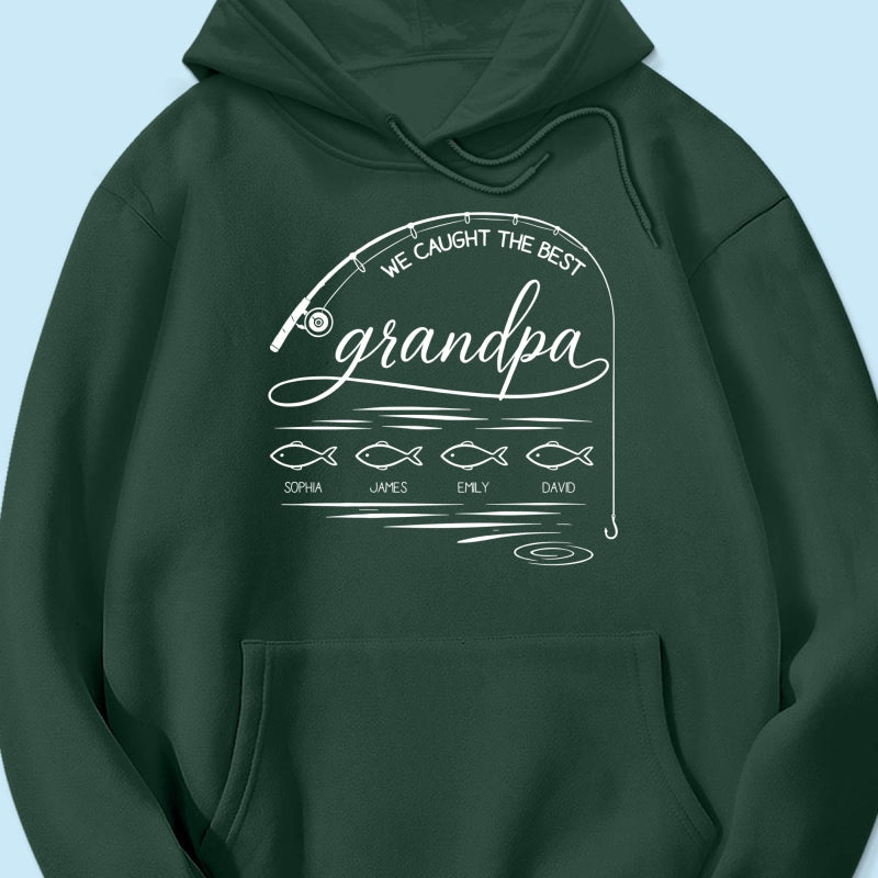 Fishing Dad Grandpa Best Catch Outline Style - Personalized Shirt