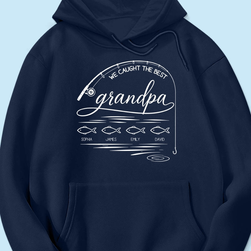 Fishing Dad Grandpa Best Catch Outline Style - Personalized Shirt