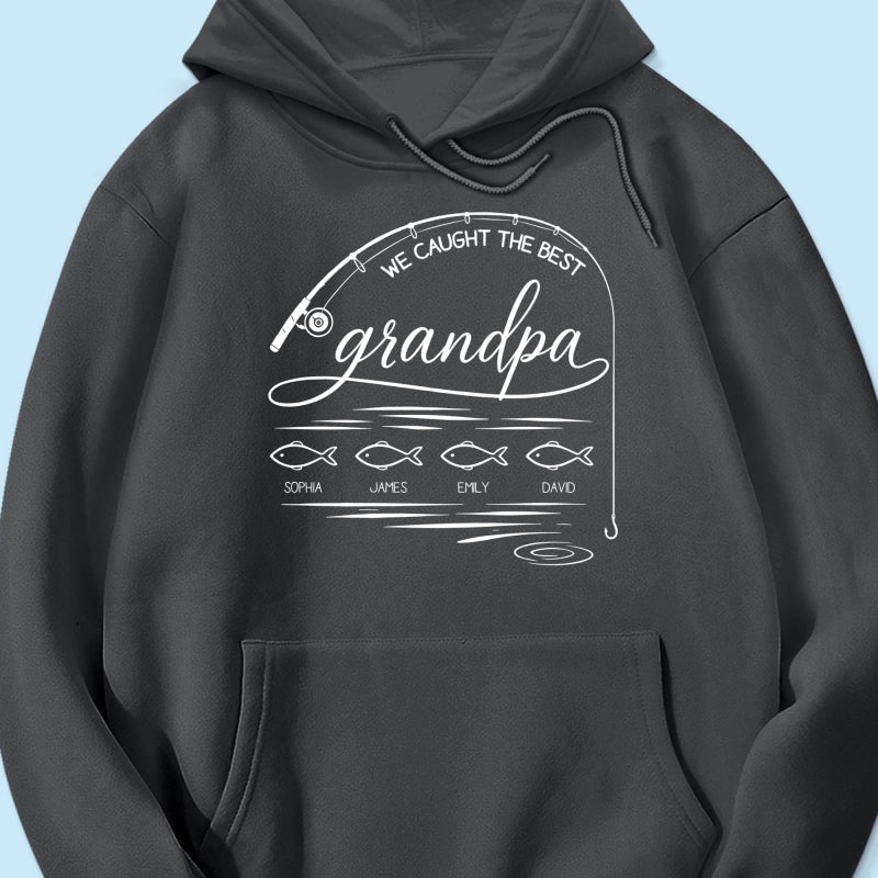 Fishing Dad Grandpa Best Catch Outline Style - Personalized Shirt