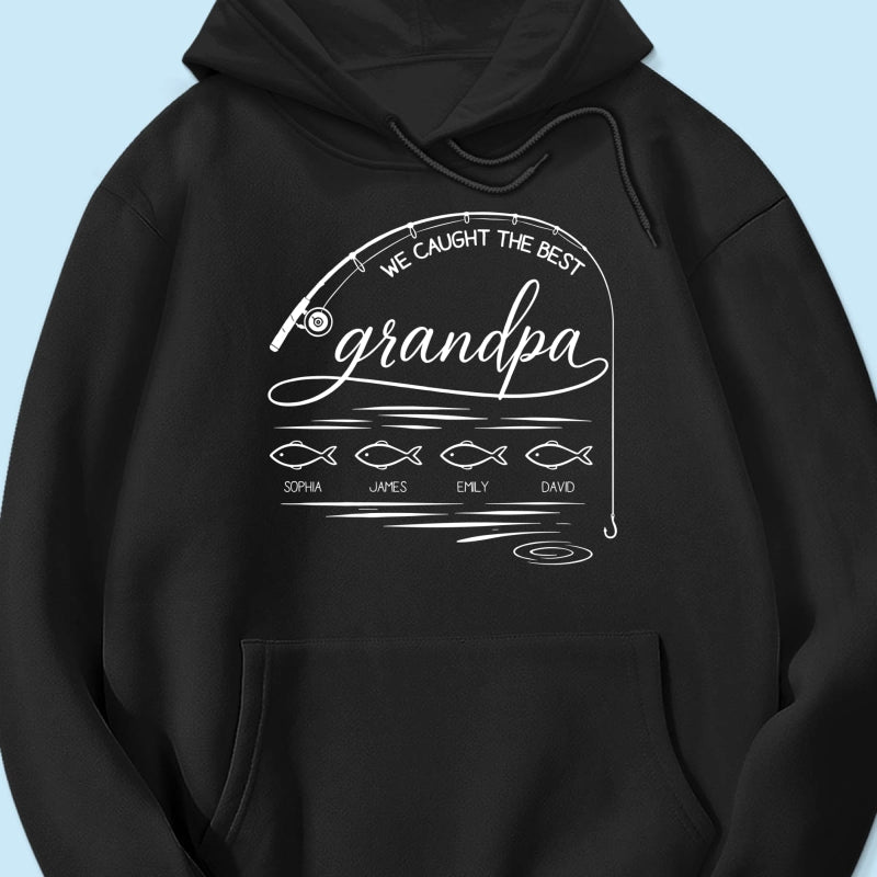 Fishing Dad Grandpa Best Catch Outline Style - Personalized Shirt