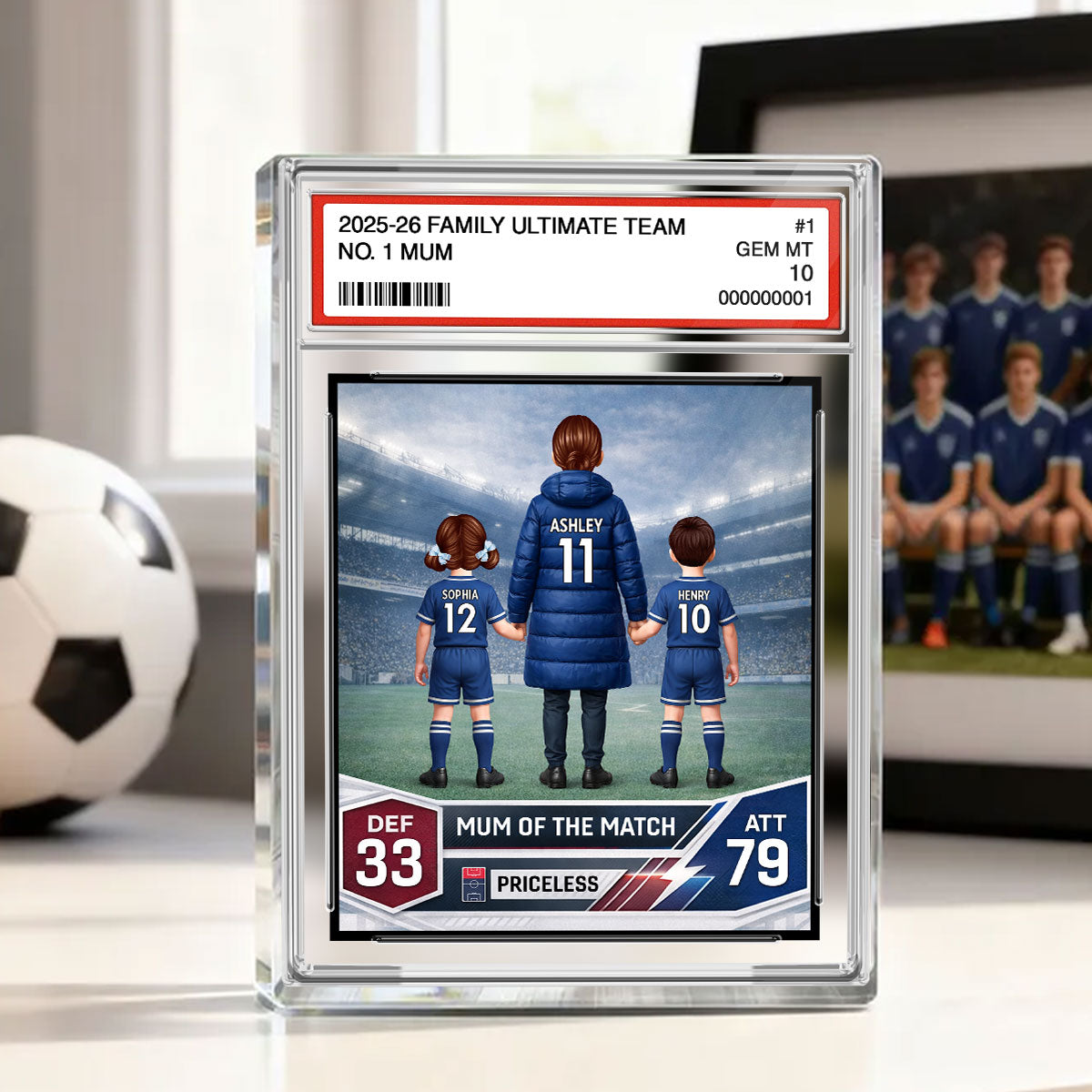 Football Mum Trading Card Style - Personalised Acrylic Block Plaque - Gift For Football Mum