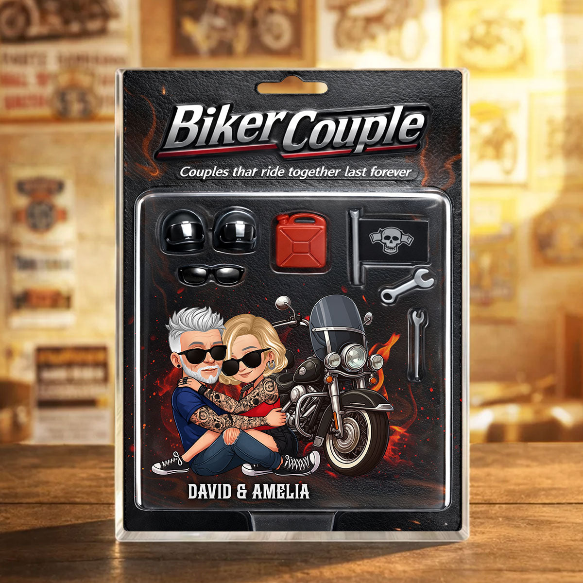 Couples That Ride Together Last Forever, Custom Action Figure Biker Couple - Personalized Acrylic Block Plaque