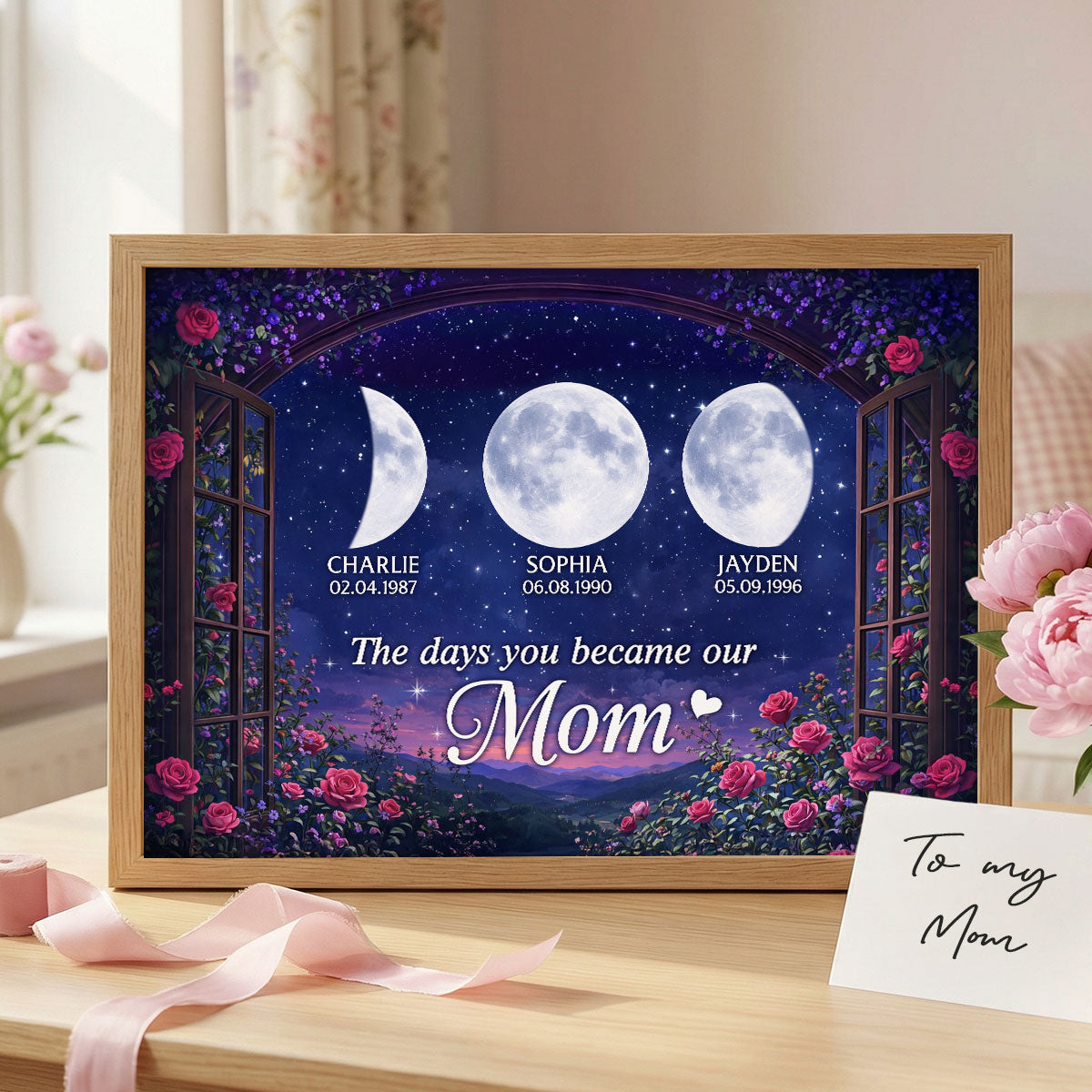 From The Window The Day You Became Mom Grandma Custom Birth Moon Phase - Personalized Poster - Mother's Day Gift For Mom, Grandma