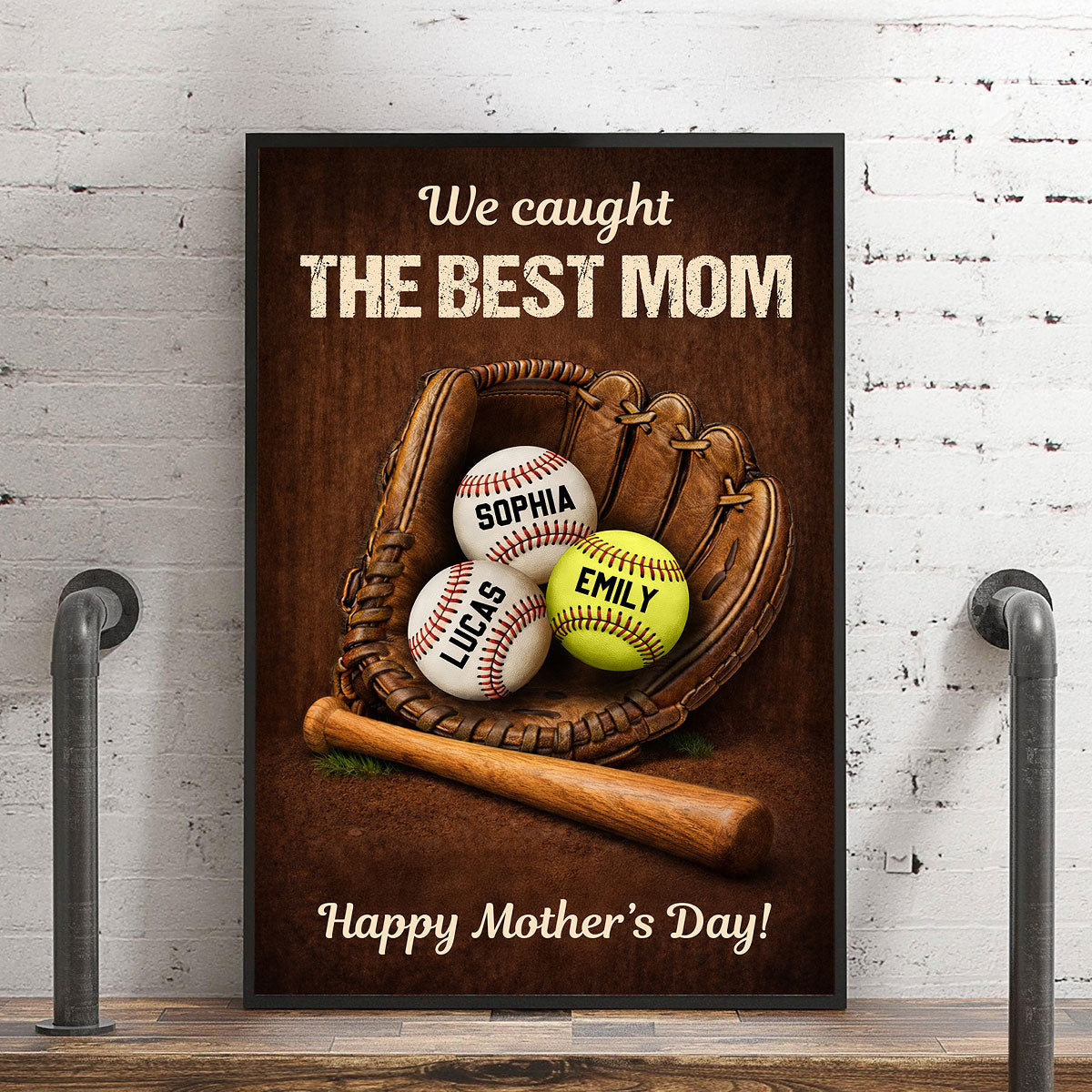 We Caught The Best Mom Baseball Gear- Personalized Poster - Heartfelt Mother's Day Gift for Mom, Wife