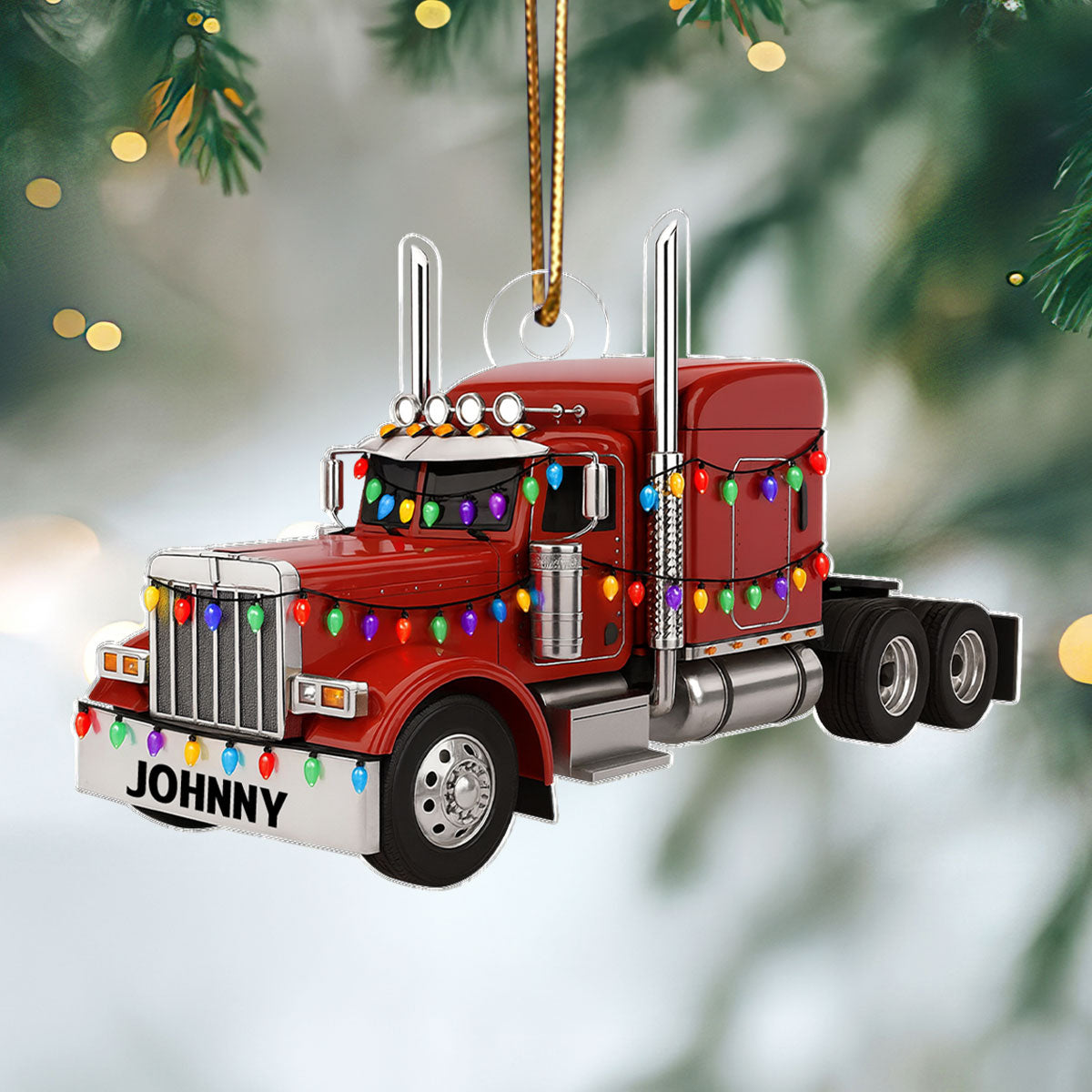 Keep On Rolling Proud Trucker – Personalized Acrylic Ornament – Appreciation Christmas Gift for Truck Drivers