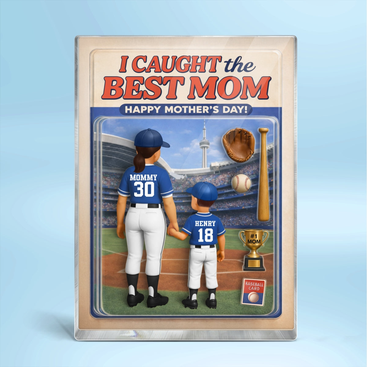 We Caught The Best Mom Action Figure - Personalized Acrylic Block Plaque - Gift For Baseball Mom, Gift For Wife