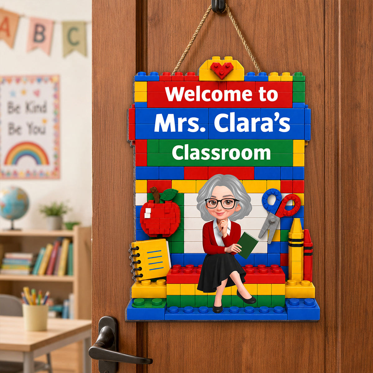 Building Bricks Teacher Welcome To Classroom - Personalized Wood Sign - Back To School, Classroom Decor
