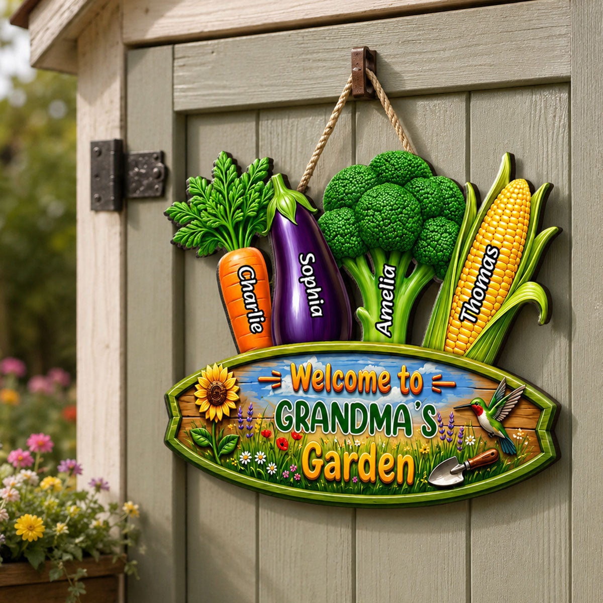 Welcome To Grandma's Garden - Personalized Wood Sign - Gift For Grandma, Garden Decorations