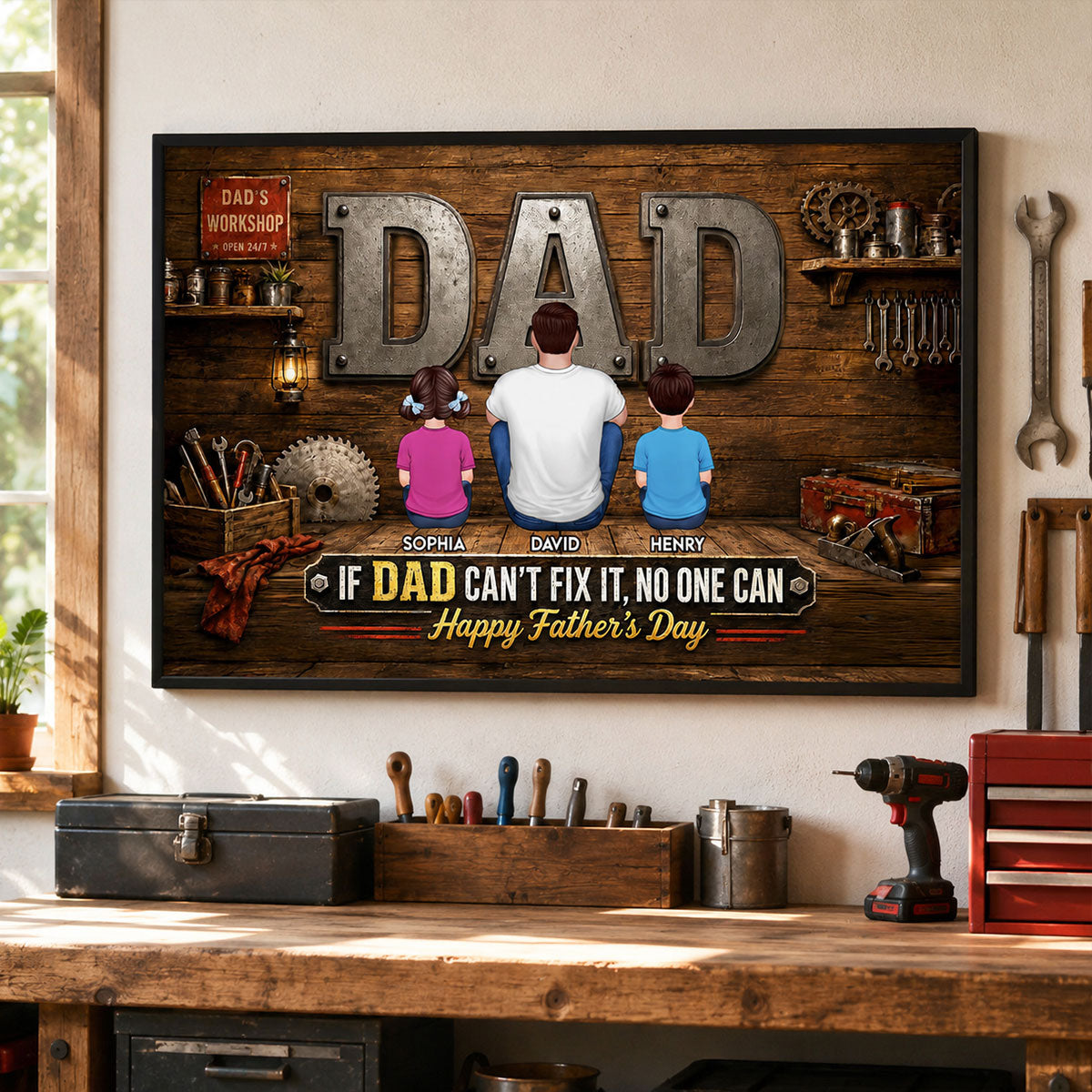 If Dad Can't Fix It No One Can - Personalized Poster - Father's Day Gift For Dad, Husband, DIY Dad, Handyman