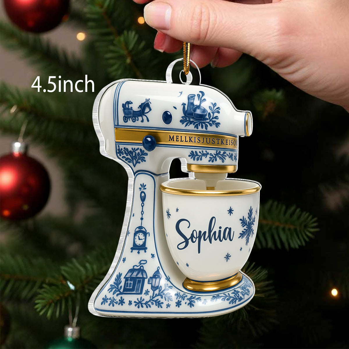Her Happy Place Is the Kitchen – Personalized Acrylic Ornament – Perfect Gift for Women Who Love Baking, Mom, Wife