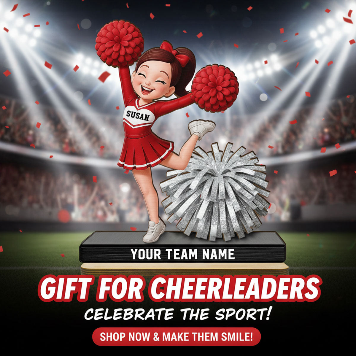 Proud Cheerleader - Personalized 2-Layered Wooden Plaque - Gift For Cheerleaders