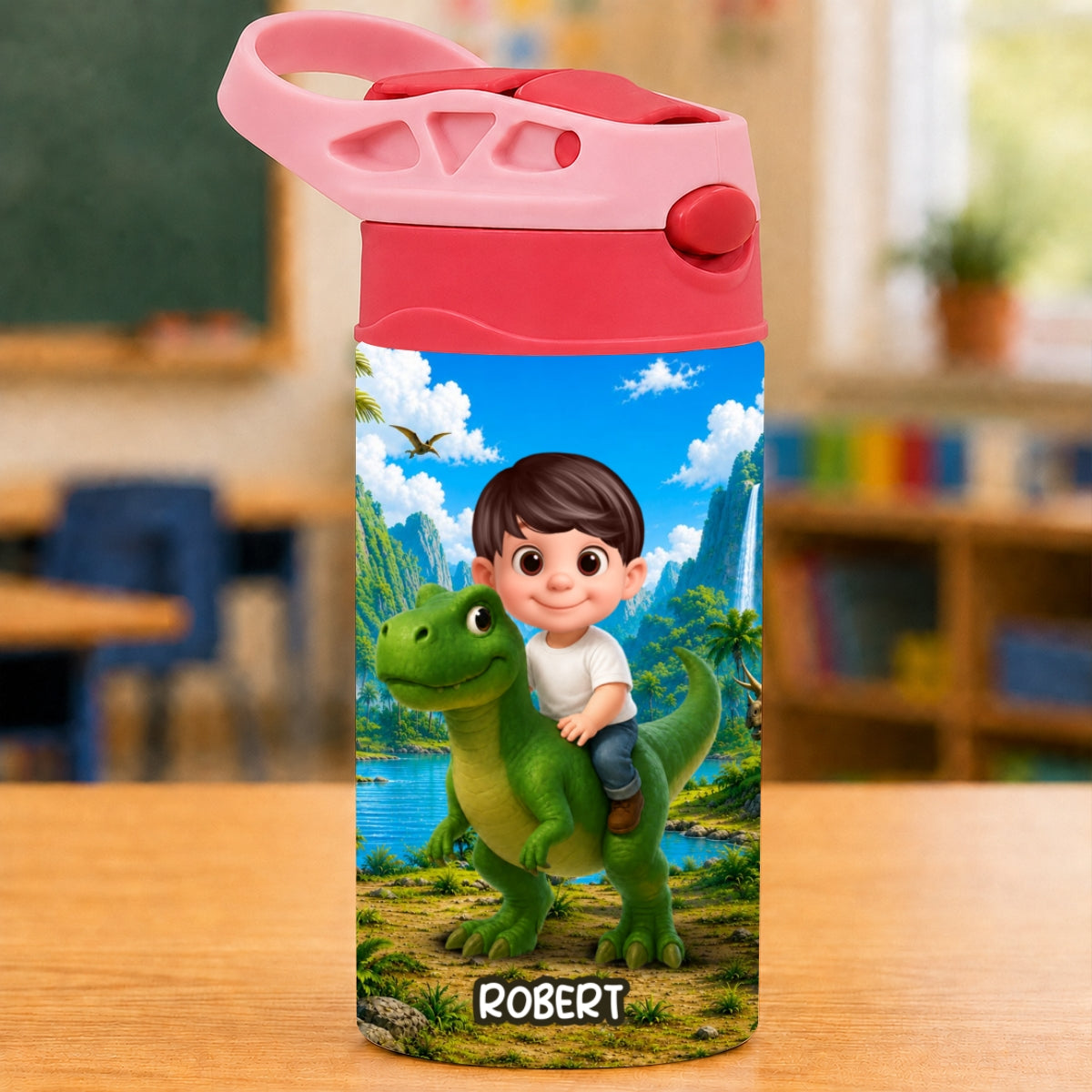 Dinosaur Adventure for Boys Girls - Personalized Kid Water Bottle - Back to School Gift for Kids