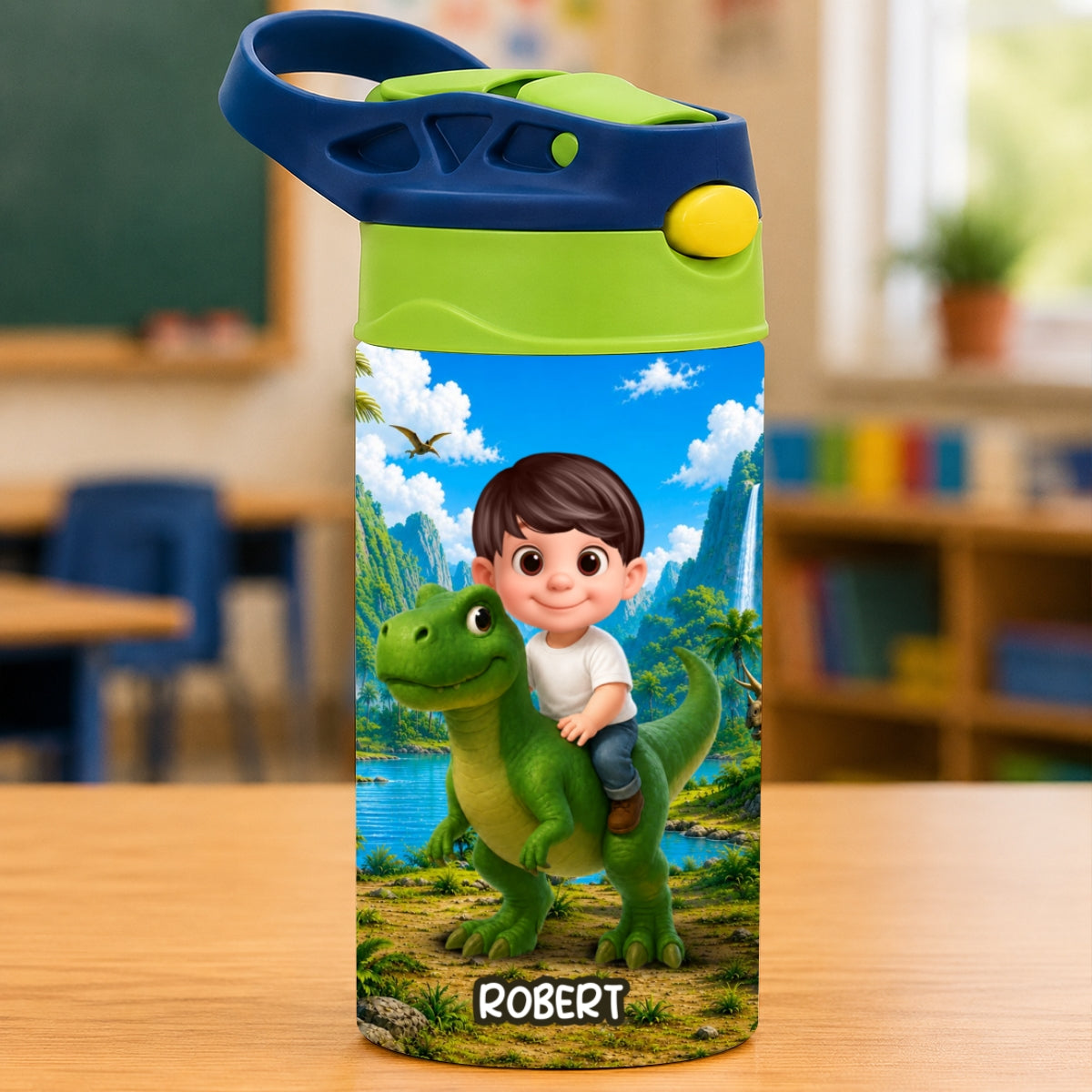 Dinosaur Adventure for Boys Girls - Personalized Kid Water Bottle - Back to School Gift for Kids