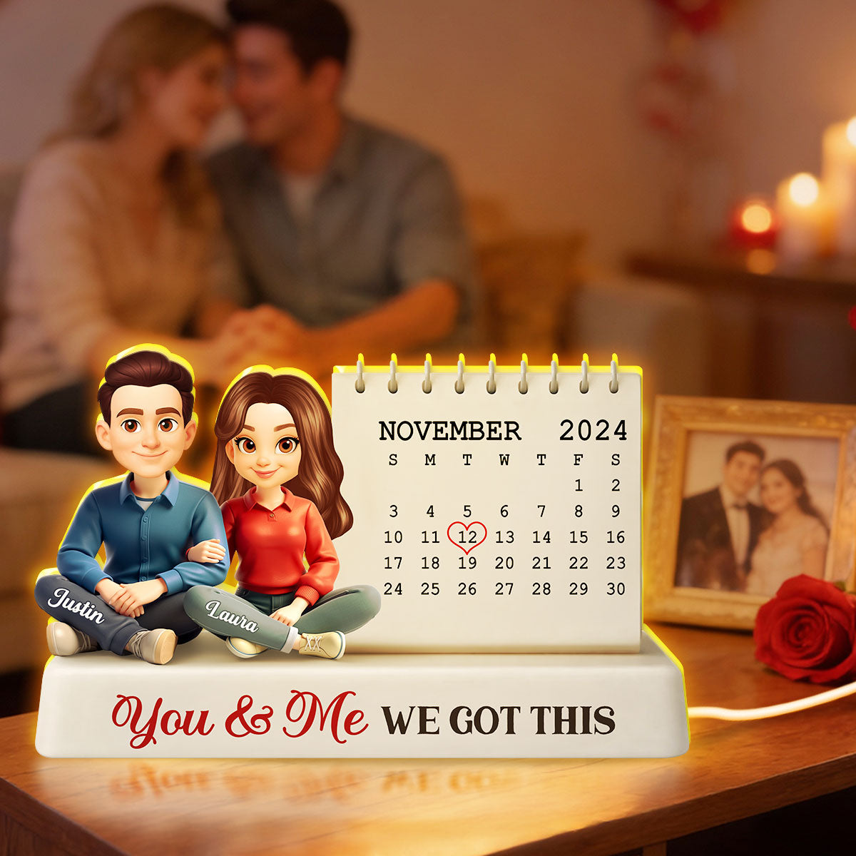 Anniversary Custom Date Calendar - Personalized Light Box - Gift for Couple, for Him, for Her