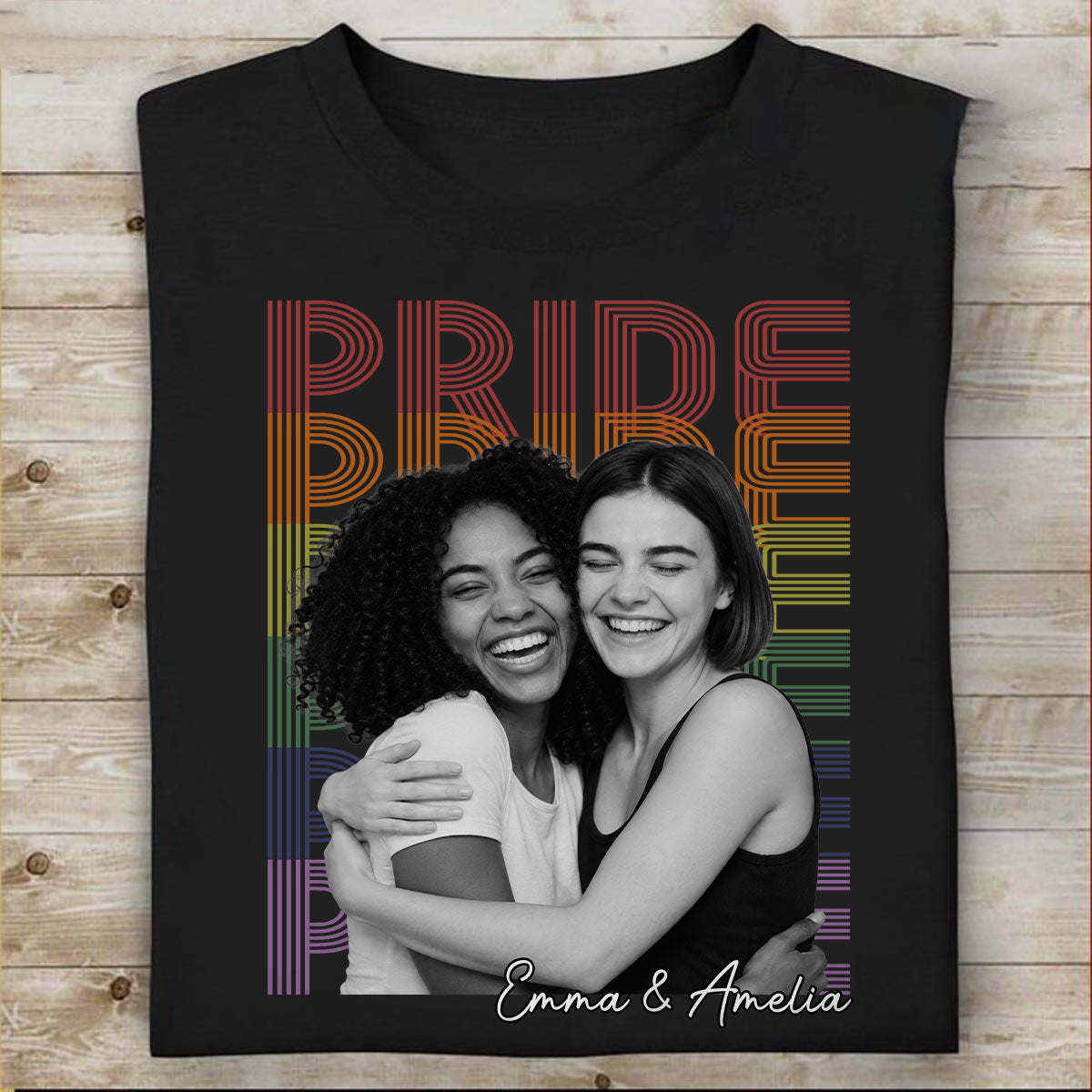 Retro Pride Bootleg Style LGBT+ Couple - Personalized Shirt - Gift For Couple, Happy Pride Month