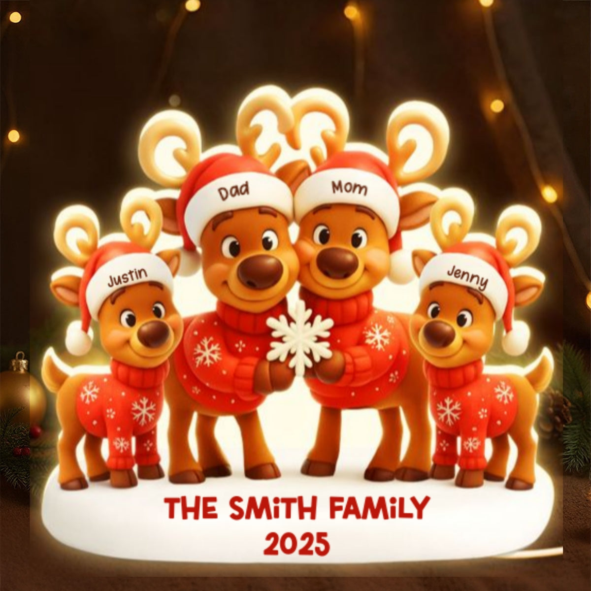 Family Reindeer - Personalized Light Box - Heartwarming Festive Christmas Decor