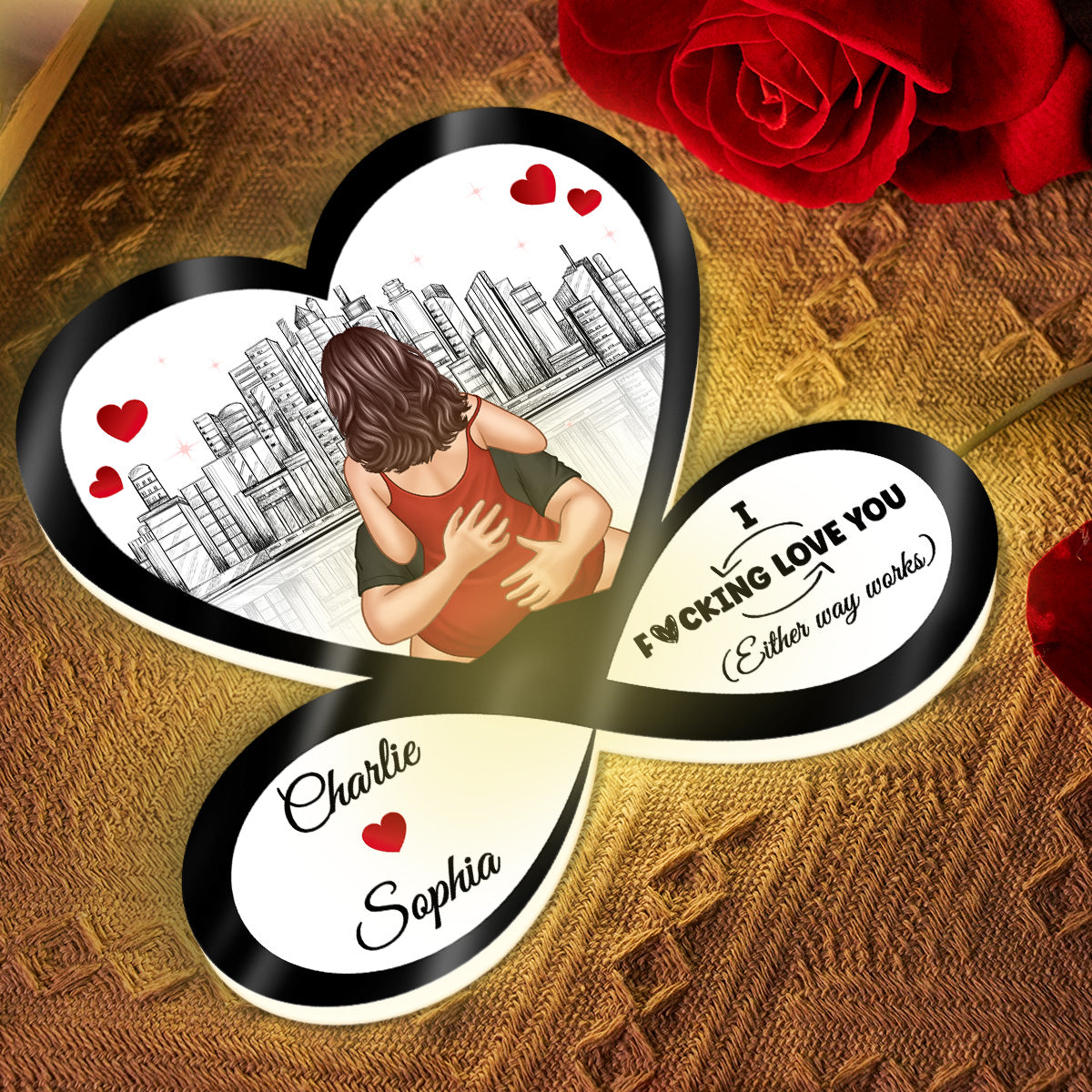 Skyline Infinity Heart Funny Romantic Couple - Personalized Light Box - Gift For Couple