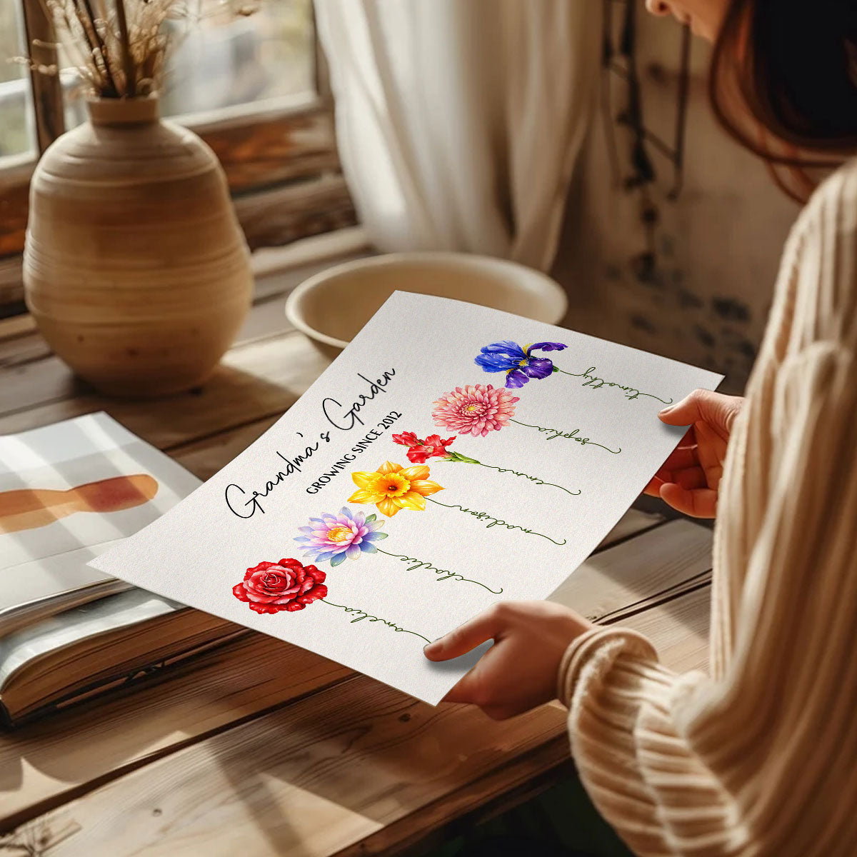 Grandma Garden Custom Birth Month Flower - Personalized Poster - Sentimental Gift for Grandma