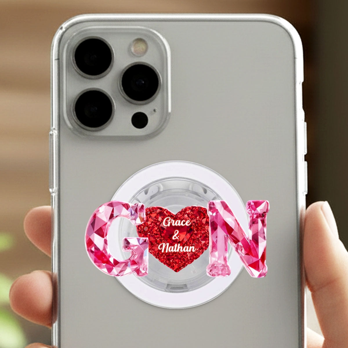 Couple Love Initial - Personalized Acrylic Magnetic Phone Grip - One of a Kind Anniversary Gift for her, for him