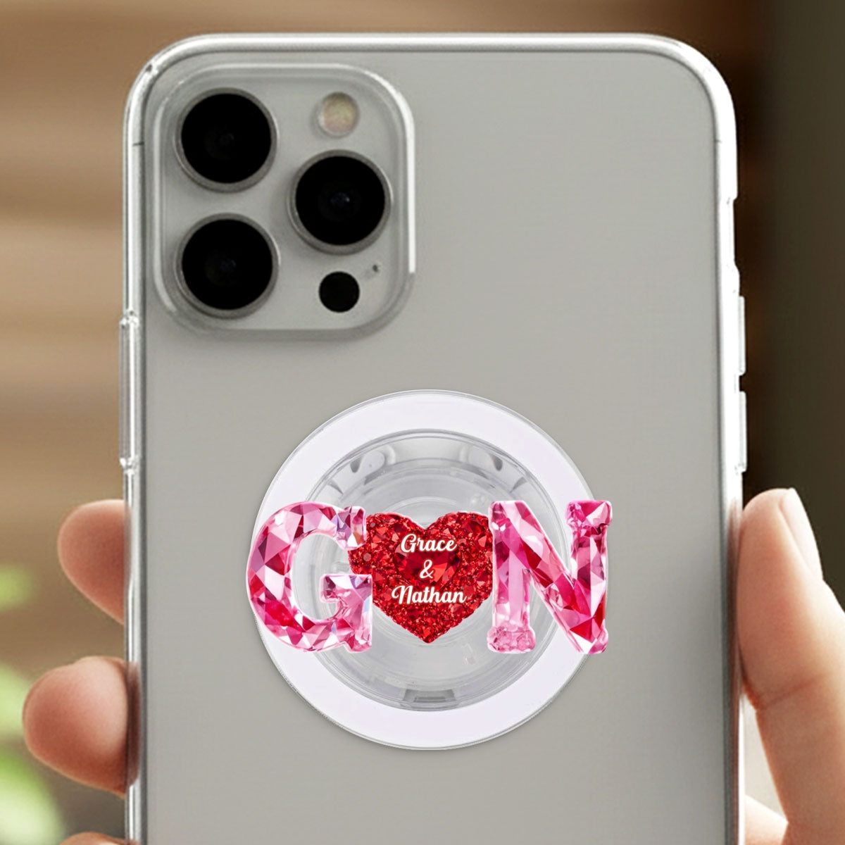 Couple Love Initial - Personalized Acrylic Magnetic Phone Grip - One of a Kind Anniversary Gift for her, for him