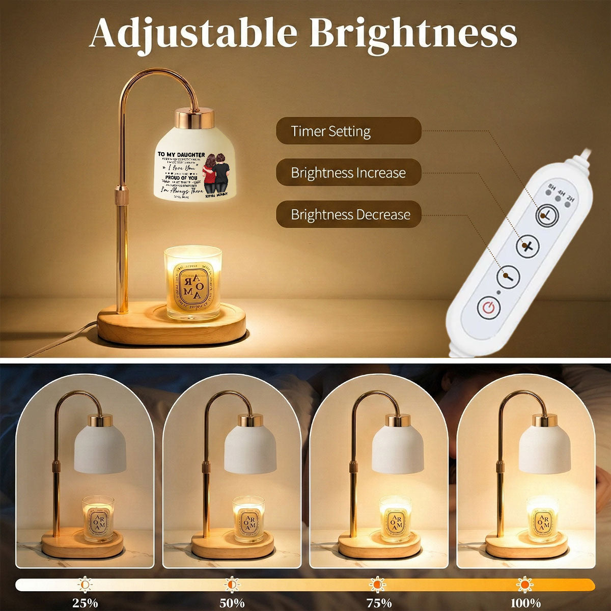 To My Daughter From Mom - Personalized Candle Warmer Lamp - Heartfelt Gift For Daughter