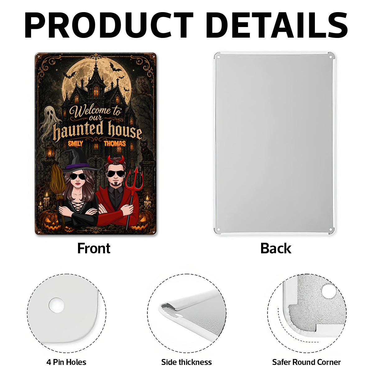 Welcome to Our Haunted House - Personalized Metal Sign - Halloween Decor for Couples