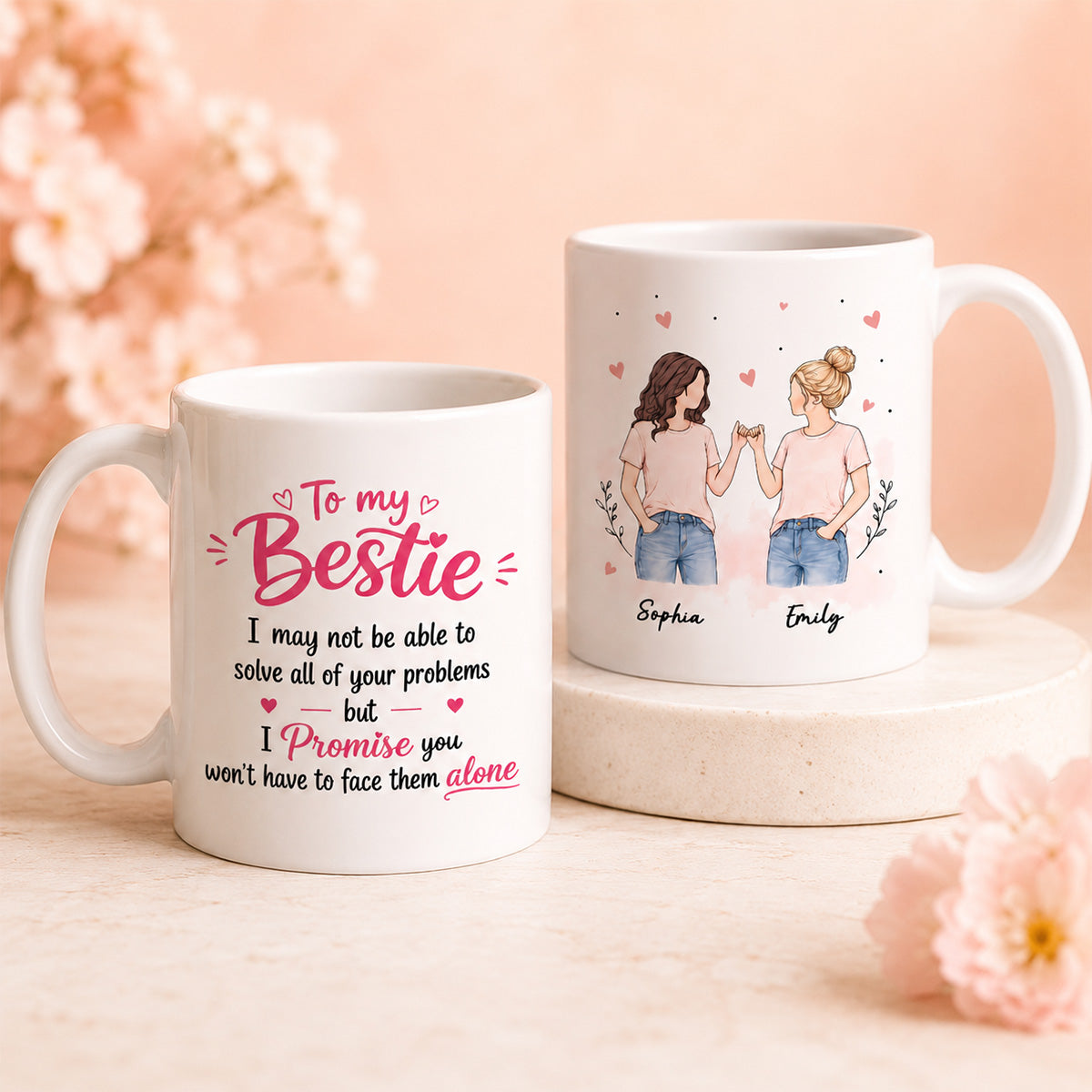 To My Bestie Pinky Promise Besties - Personalized Mug - Friendship Keepsake For Best Friends