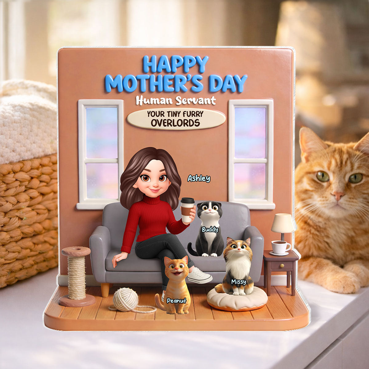 Home Is Where The Fur Is - Personalized Acrylic Block Plaque - Gift For Cat Lovers