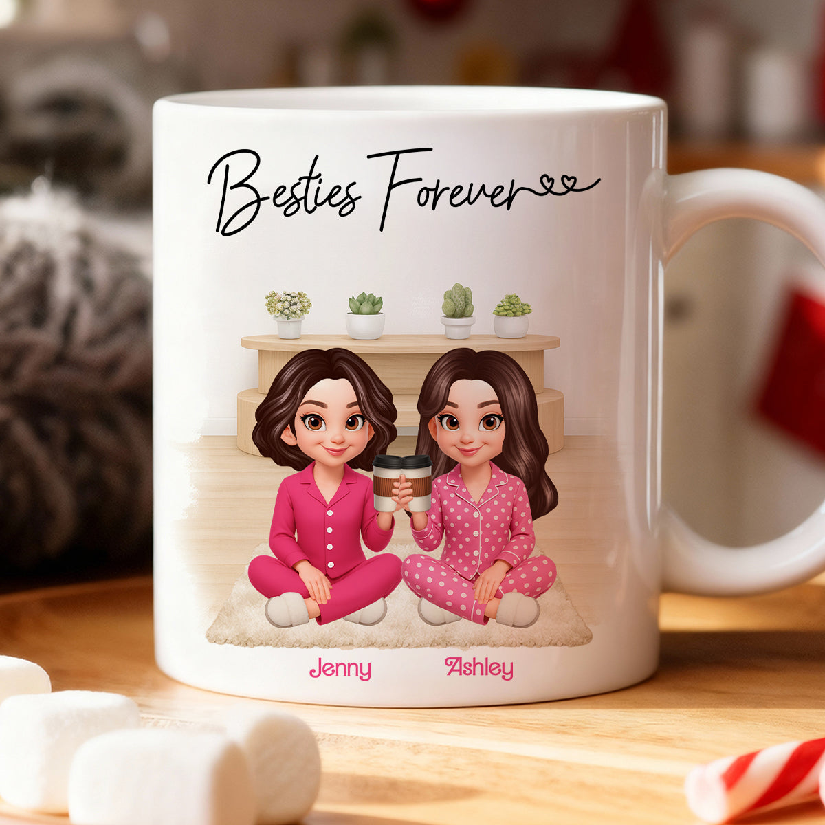 I Wish You Lived Next Door Best Friends - Personalized Mug - Christmas Gift for Besties
