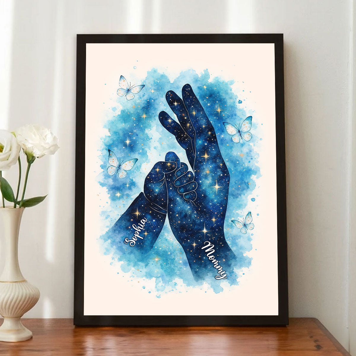 Kids Holding Mom Hand - Personalized Poster - Heartfelt Mother's Day Gift for Mom, Wife