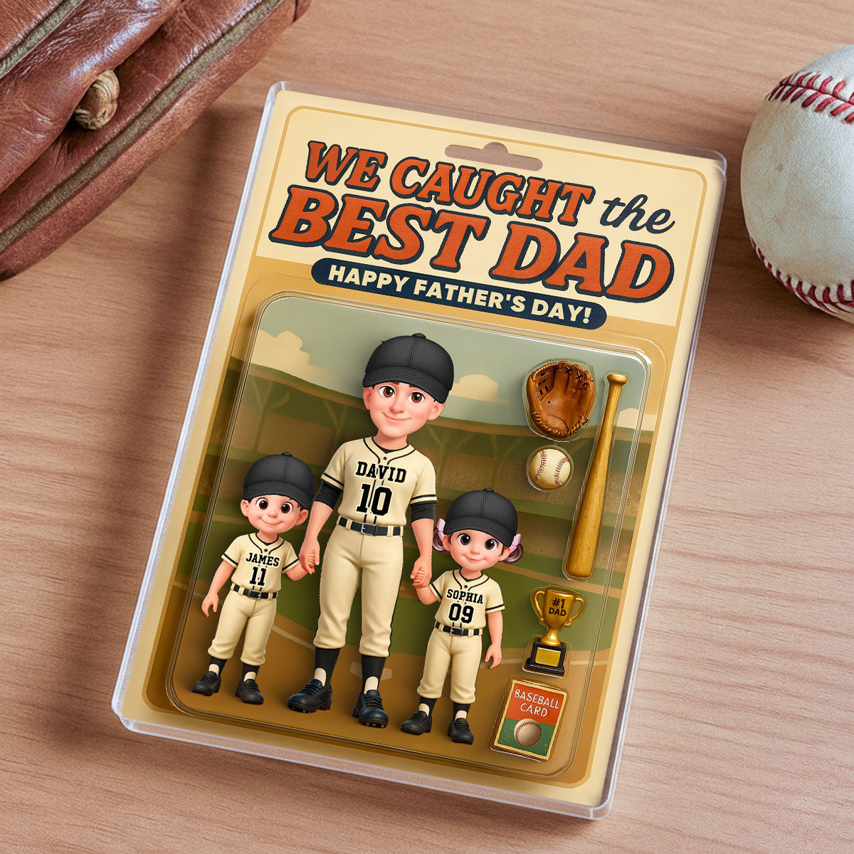 Baseball Things We Caught The Best Dad - Personalized Acrylic Block Plaque -  Gift For Baseball Dad