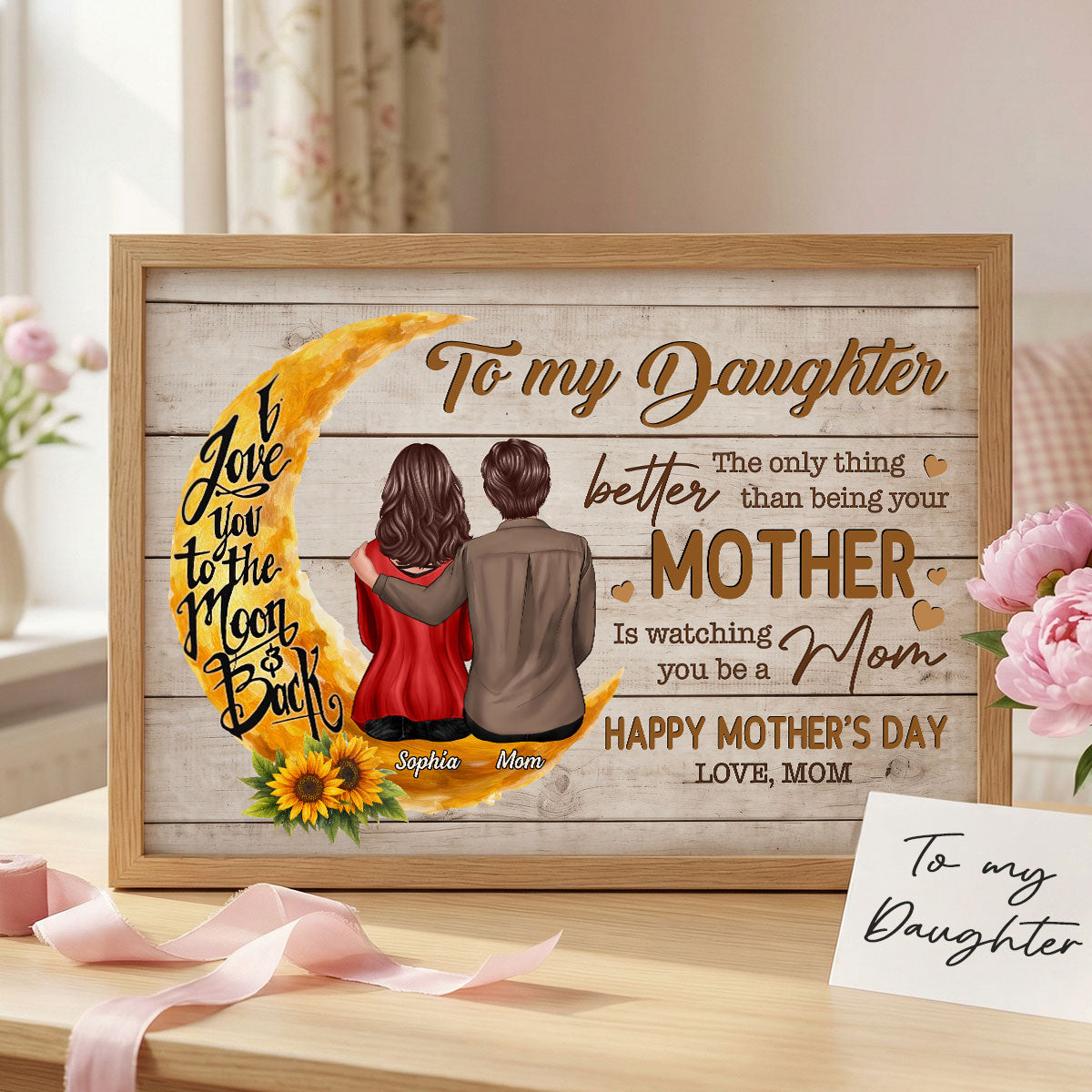 Sunflower Moon To My Daughter Happy Mother's Day - Personalized Poster - Mother's Day Gift For Daughter