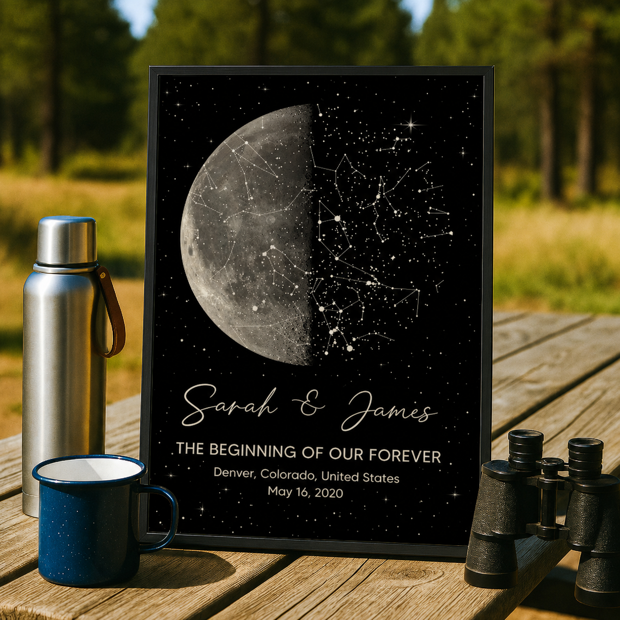 The Night It All Began Custom Moon Phase & Star Map - Personalized Poster - Gift For Couple