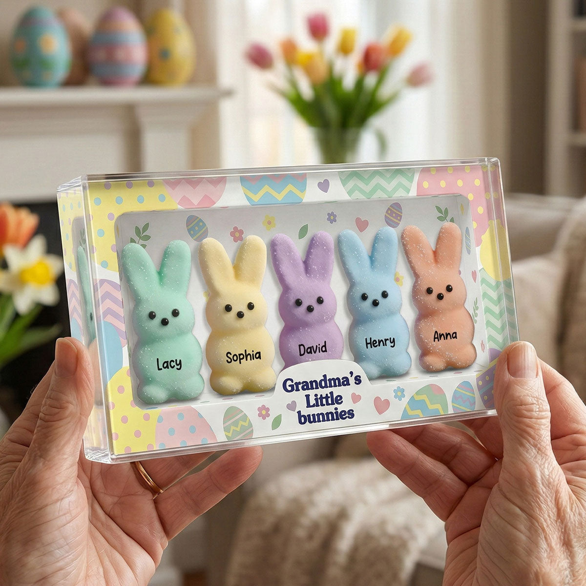 Easter Grandma Little Bunnies - Personalized Acrylic Block Plaque - Easter Decor Gift For Grandma