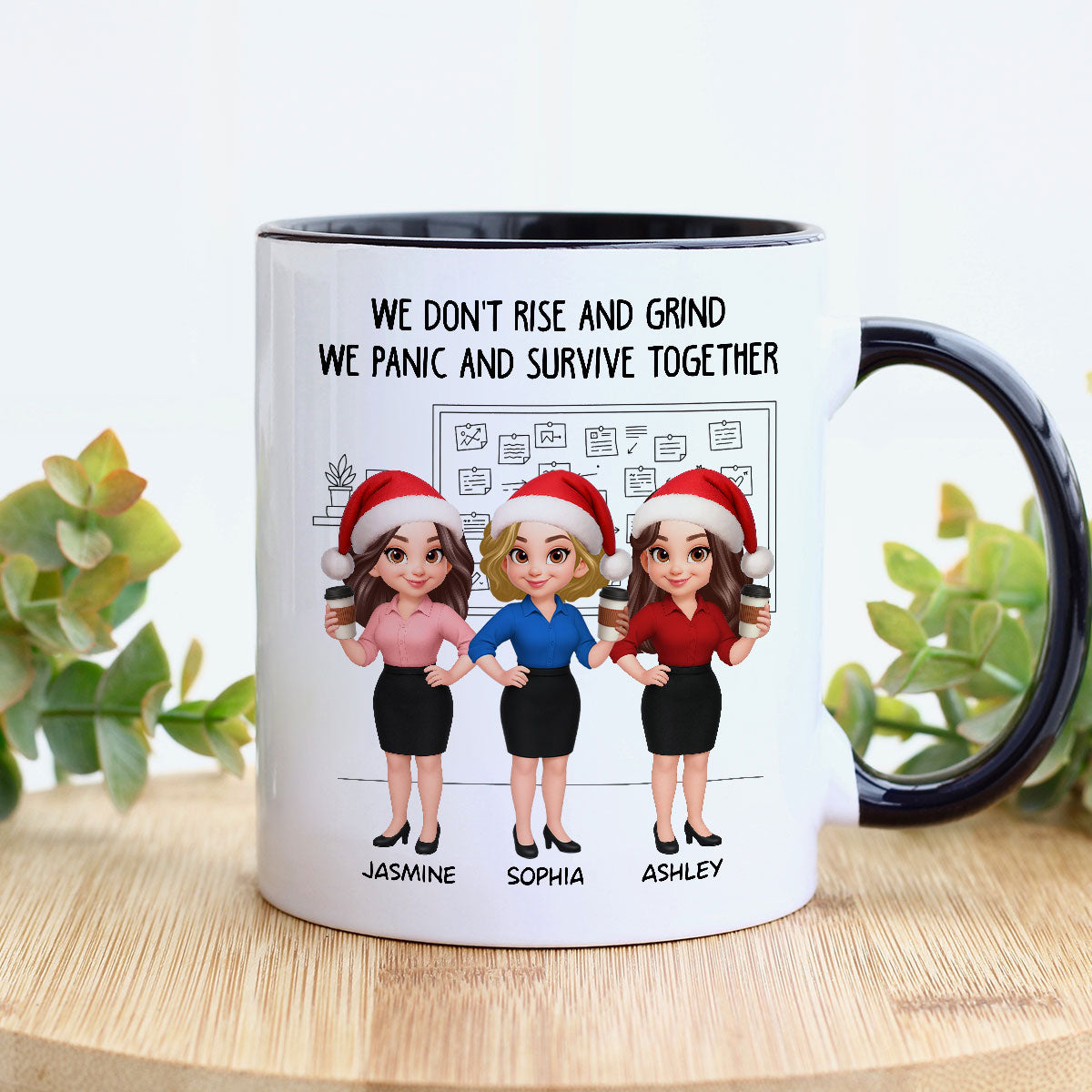 We Panic And Survive Together - Personalized Mug - Funny Gift For Work Besties, Colleagues
