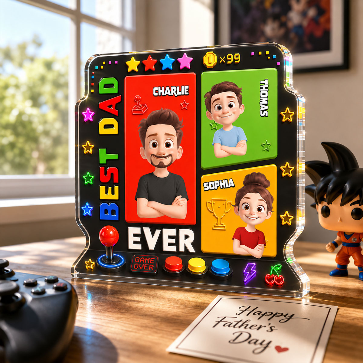 Best Dad Ever Gaming Dad - Personalized Acrylic Block Plaque - Heartfelt Gift For Dad, Husband