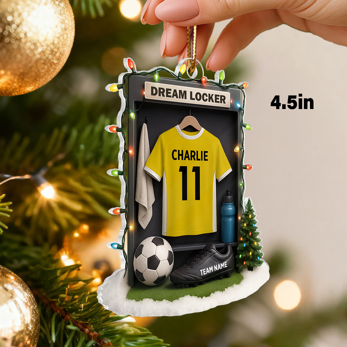 Soccer Jersey Dream Locker Festive Vibe - Personalized Acrylic Ornament - Christmas Gift for Sons, Daughters, Grandkids