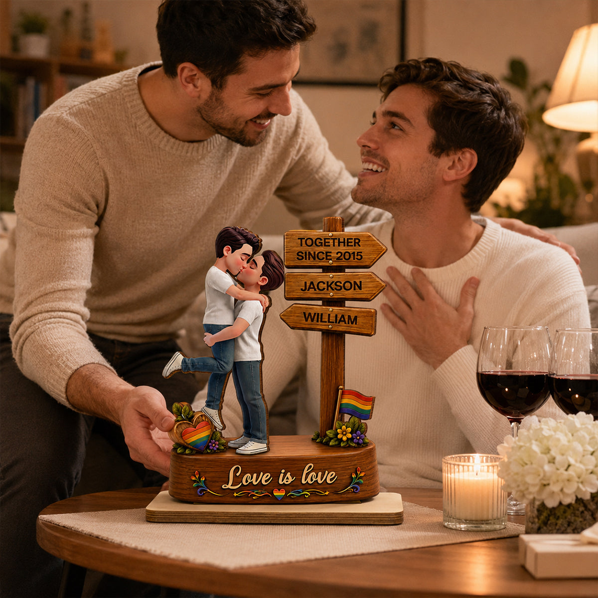 Endless Love LGBT+ Couple - Personalized 2-Layered Wooden Plaque - Gift For Couple, Happy Pride Month
