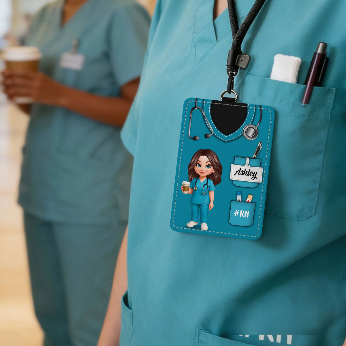 Nurse Uniform - Personalized ID Badge Holder - Gift For Nurse