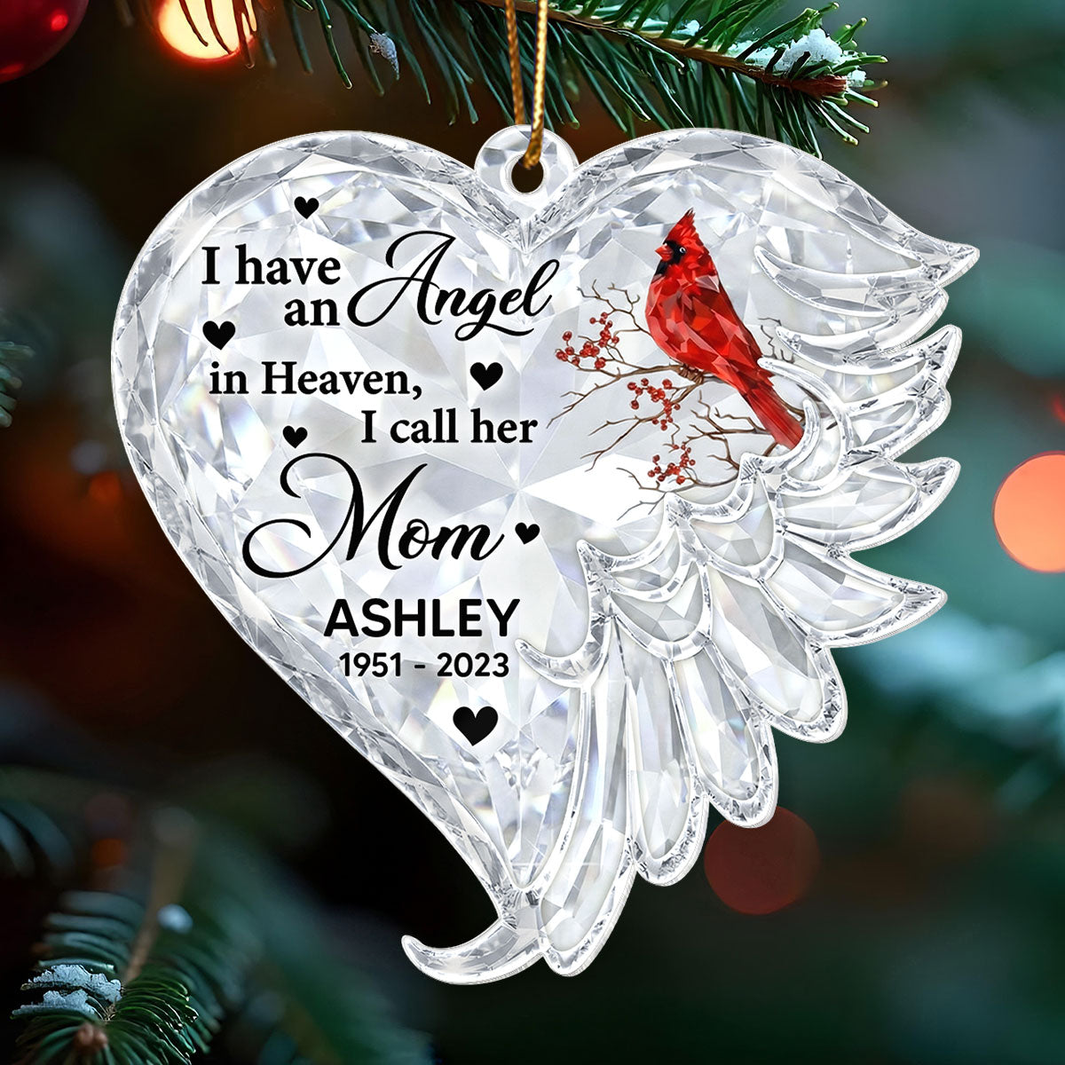 3D Crystal Effect Christmas in Heaven - Personalized Acrylic Ornament - Remembrance Gift, Sympathy Gift For Whole Family, Extended Family
