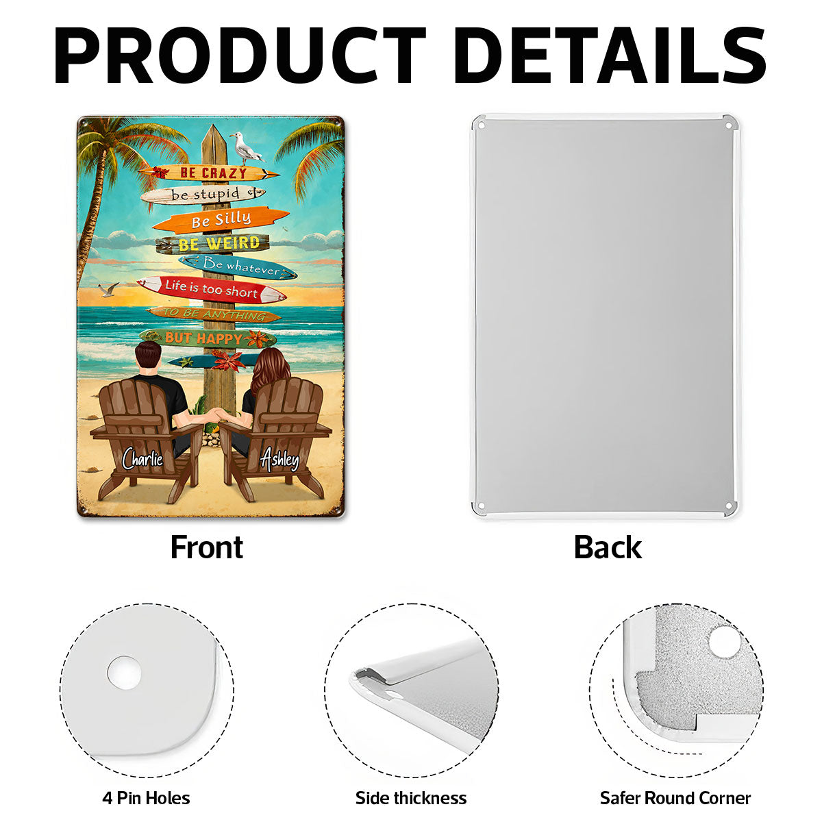 Couple Tropical Beach - Personalized Metal Sign - Gift For Couple, Summer Decorations